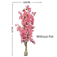 De Gardenia Artificial Bougainvillea Tree – 5.7 Feet Tall | Faux Flowering Tree with Pink Blooms for Home, Balcony & Office Décor | Indoor Outdoor UV Resistant Decorative Plant Without Pot