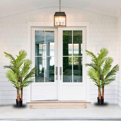 De Gardenia 150 cm Artificial Areca Palm Tree with Tall Black Planter – Indoor Decorative Faux Plant for Home & Office