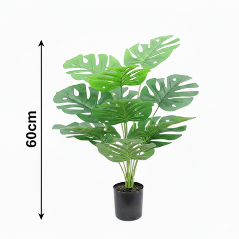 De Gardenia 60CM Artificial Monstera Plant (Without Pot) – Real-Look Tropical Swiss Cheese Plant for Home, Office & Indoor Decoration