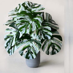 De Gardenia Artificial Monstera Plant – 78.7 cm Tall with Black Pot | 18 Green & White Leaves | Realistic Faux Decorative Plant for Home, Office & Interior Décor