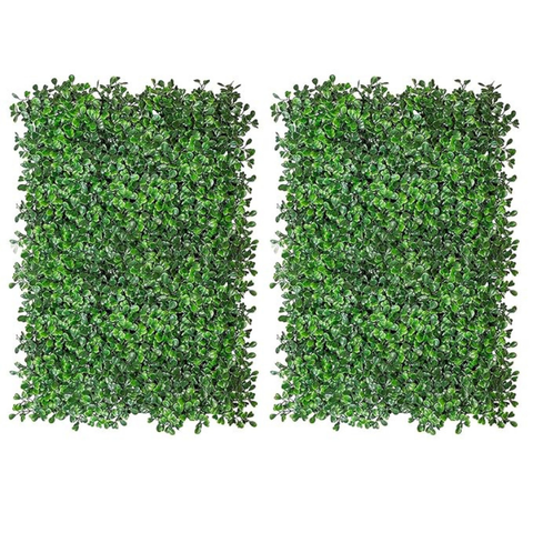 De Gardenia 2 Pieces 24"x16" Artificial Boxwood Panels – Faux Grass Wall Panels for Green Wall Decor, Fence, Garden, Wedding & Backyard Decoration