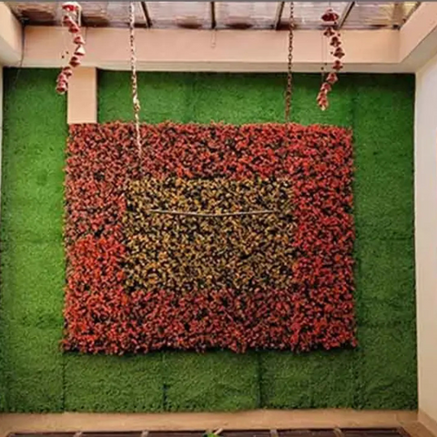 De Gardenia 50x50 cm Artificial Greenery Wall Panel – Lush Faux Vertical Garden Mat for Wall, Balcony & Home Décor