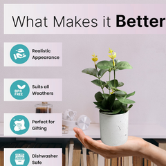 De Gardenia Artificial Rubber Plant – Small Faux Potted Plant for Tabletop, Home, Bathroom & Office Décor | Indoor Decorative Greenery