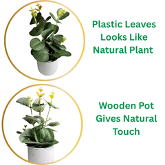 De Gardenia Artificial Rubber Plant – Small Faux Potted Plant for Tabletop, Home, Bathroom & Office Décor | Indoor Decorative Greenery