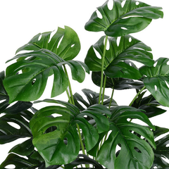 De Gardenia Artificial Money Plant – 55 cm Tall Without Pot | Faux Green Monstera with Palm Leaves | Silk-Like Tropical Decorative Plant for Home & Office