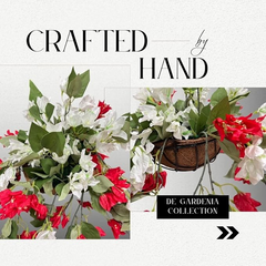 De Gardenia Artificial Hanging Plants – Fern Vine & Multicolor Flowers | Faux Greenery for Indoor, Balcony, Garden | Plastic & Wooden Pot