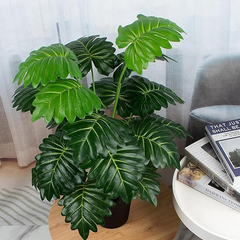 De Gardenia Artificial Miniature PVC Silk Plant – 70 cm Tall, 18 Big Leaves, Without Pot | Realistic Green Decorative Faux Plant for Home & Office Décor