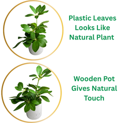 De Gardenia Artificial Rubber Plant – Small Faux Potted Plant for Tabletop, Home, Bathroom & Office Décor | Indoor Decorative Greenery