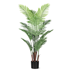 De Gardenia Artificial Palm Tree – 4FT Tall Faux Areca Floor Plant with Black Tall Planter | Indoor Tropical Greenery for Home, Office & Living Room Décor | Adjustable Silk Leaves