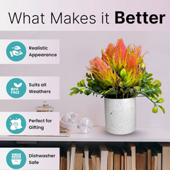 De Gardenia Artificial Rubber Plant – Small Faux Potted Plant for Tabletop, Home, Bathroom & Office Décor | Indoor Decorative Greenery