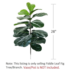 De Gardenia Artificial Fiddle Leaf Fig Twig – 28 Inch Tall Faux Ficus Lyrata Plant with 21 Leaves | 1 Branch Greenery for Indoor & Outdoor Home, Office & Yard Décor Pot Not Included
