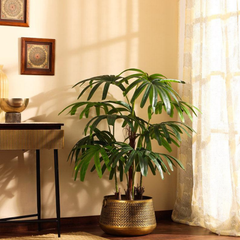 De Gardenia 100CM Artificial Rhapis Palm 10 Leaves with Pot – Lifelike Decorative Tropical Plant for Home & Office