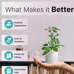 De Gardenia Artificial Rubber Plant – Small Faux Potted Plant for Tabletop, Home, Bathroom & Office Décor | Indoor Decorative Greenery