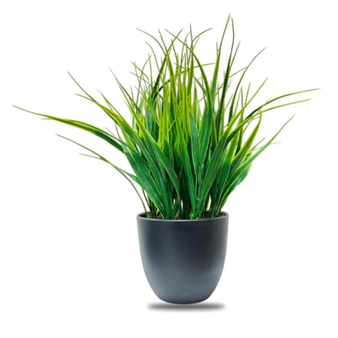 De Gardenia Artificial Plant – 30 cm Small Faux Wheat Grass Guldasta in Black Pot | Decorative Item for Home, Office Desk & Bathroom