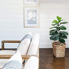 De Gardenia Artificial Fiddle Leaf Fig Twig – 28 Inch Tall Faux Ficus Lyrata Plant with 21 Leaves | 1 Branch Greenery for Indoor & Outdoor Home, Office & Yard Décor Pot Not Included