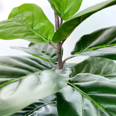 De Gardenia Artificial Fiddle Leaf Fig Twig – 28 Inch Tall Faux Ficus Lyrata Plant with 21 Leaves | 1 Branch Greenery for Indoor & Outdoor Home, Office & Yard Décor Pot Not Included