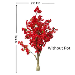 De Gardenia Artificial Bougainvillea Tree – 5.7 Feet Tall | Faux Flowering Tree with Pink Blooms for Home, Balcony & Office Décor | Indoor Outdoor UV Resistant Decorative Plant Without Pot