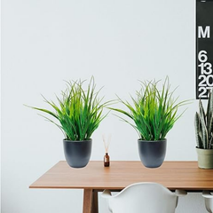 De Gardenia Artificial Plant – 30 cm Small Faux Wheat Grass Guldasta in Black Pot | Decorative Item for Home, Office Desk & Bathroom