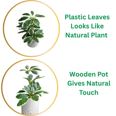 De Gardenia Artificial Rubber Plant – Small Faux Potted Plant for Tabletop, Home, Bathroom & Office Décor | Indoor Decorative Greenery