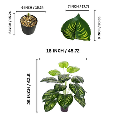 De Gardenia Large Artificial Tree – 63 cm Tall Potted Floor Plant with Dual-Shade Big Leaves | Decorative Faux Tree for Home, Office & Indoor Garden (12 Leaves)