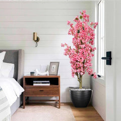 De Gardenia Artificial Bougainvillea Tree – 5.7 Feet Tall | Faux Flowering Tree with Pink Blooms for Home, Balcony & Office Décor | Indoor Outdoor UV Resistant Decorative Plant Without Pot