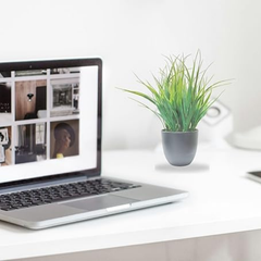 De Gardenia Artificial Plant – 30 cm Small Faux Wheat Grass Guldasta in Black Pot | Decorative Item for Home, Office Desk & Bathroom