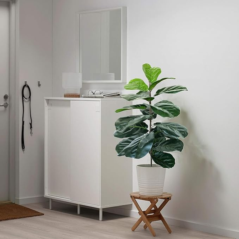 De Gardenia Artificial Fiddle Leaf Fig Twig – 28 Inch Tall Faux Ficus Lyrata Plant with 21 Leaves | 1 Branch Greenery for Indoor & Outdoor Home, Office & Yard Décor Pot Not Included
