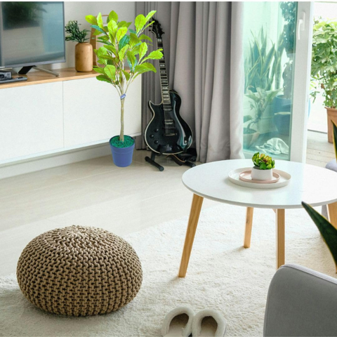 De Gardenia Decorative Artificial Fiddle Leaf Fig – 90 cm Tall Faux Green Plant Without Pot | Realistic Indoor & Outdoor Plant for Home, Office & Garden Décor