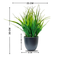 De Gardenia Artificial Plant – 30 cm Small Faux Wheat Grass Guldasta in Black Pot | Decorative Item for Home, Office Desk & Bathroom