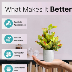 De Gardenia Artificial Rubber Plant – Small Faux Potted Plant for Tabletop, Home, Bathroom & Office Décor | Indoor Decorative Greenery