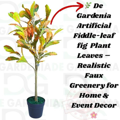 De Gardenia Decorative Artificial Fiddle Leaf Fig Plant – 90 cm Tall Faux Green Plant Without Pot | Realistic Indoor & Outdoor Home & Office Décor