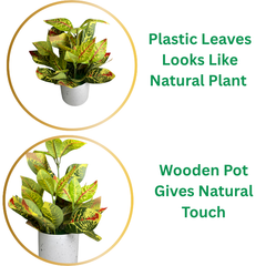 De Gardenia Artificial Rubber Plant – Small Faux Potted Plant for Tabletop, Home, Bathroom & Office Décor | Indoor Decorative Greenery