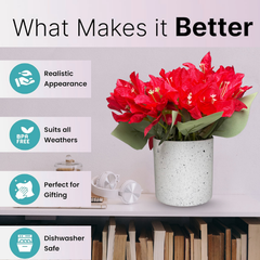 De Gardenia Artificial Rubber Plant – Small Faux Potted Plant for Tabletop, Home, Bathroom & Office Décor | Indoor Decorative Greenery