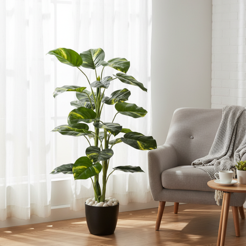 De Gardenia Money Plant – 105 cm Tall Artificial Plant | Lifelike Faux Indoor & Outdoor Décor Without Pot
