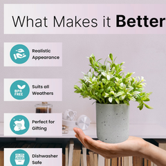 De Gardenia Artificial Rubber Plant – Small Faux Potted Plant for Tabletop, Home, Bathroom & Office Décor | Indoor Decorative Greenery