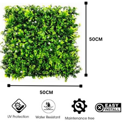 De Gardenia 50x50 cm Artificial Greenery Wall Panel – Lush Faux Vertical Garden Mat for Wall, Balcony & Home Décor