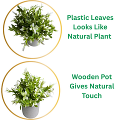 De Gardenia Artificial Rubber Plant – Small Faux Potted Plant for Tabletop, Home, Bathroom & Office Décor | Indoor Decorative Greenery