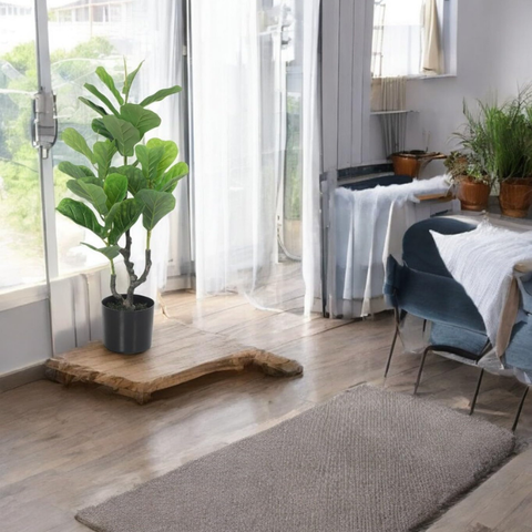 De Gardenia Artificial Fiddle Leaf Fig Tree – 76 cm Tall Faux Indoor & Outdoor Green Plant with Black Pot | Decorative Plant for Home, Office & Garden Décor