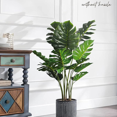 De Gardenia 4FT Artificial Monstera Plant | Faux Swiss Cheese Floor Plant for Indoor Home & Office Décor | Lifelike Tropical Greenery – Pot Not Included