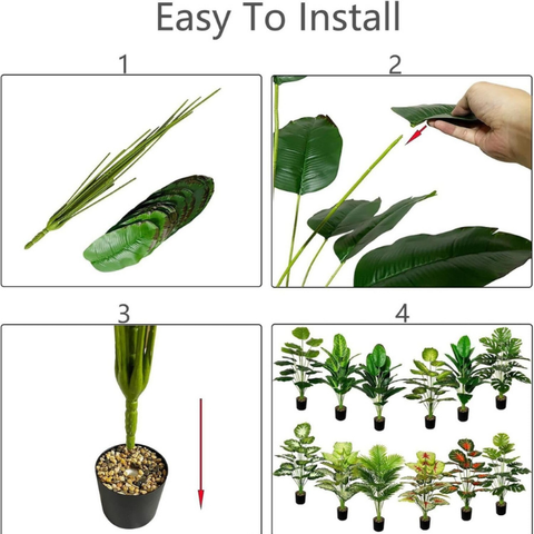 De Gardenia Large Artificial Tree – 63 cm Tall Potted Floor Plant with Dual-Shade Big Leaves | Decorative Faux Tree for Home, Office & Indoor Garden (12 Leaves)