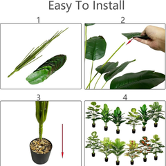 De Gardenia Large Artificial Tree – 63 cm Tall Potted Floor Plant with Dual-Shade Big Leaves | Decorative Faux Tree for Home, Office & Indoor Garden (12 Leaves)