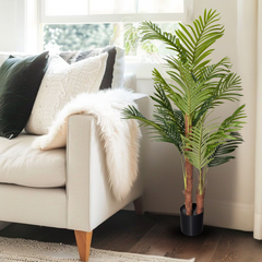 De Gardenia 150 cm Artificial Areca Palm Tree with Tall Black Planter – Indoor Decorative Faux Plant for Home & Office