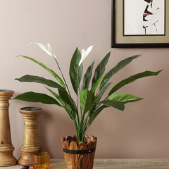De Gardenia Artificial Spathe Plant – Realistic Indoor Faux Greenery with Pot for Home & Office Décor