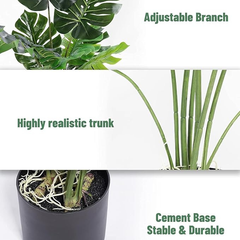 De Gardenia 4FT Artificial Monstera Plant | Faux Swiss Cheese Floor Plant for Indoor Home & Office Décor | Lifelike Tropical Greenery – Pot Not Included