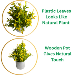 De Gardenia Artificial Rubber Plant – Small Faux Potted Plant for Tabletop, Home, Bathroom & Office Décor | Indoor Decorative Greenery