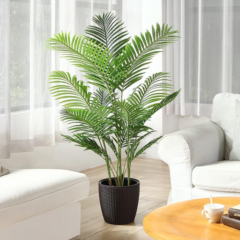 De Gardenia 180CM Artificial Areca Palm X4 (Without Pot) – Extra Tall Lifelike Tropical Plant for Home, Office & Event Décor