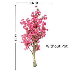 De Gardenia Artificial Bougainvillea Tree – 5.7 Feet Tall | Faux Flowering Tree with Pink Blooms for Home, Balcony & Office Décor | Indoor Outdoor UV Resistant Decorative Plant Without Pot