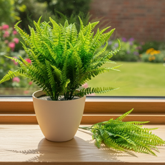 De Gardenia New Fern Shrubs – 35cm Artificial Greenery Without Pot for Home, Office & Tabletop Décor