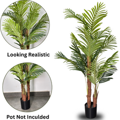 De Gardenia 150 cm Artificial Areca Palm Tree with Tall Black Planter – Indoor Decorative Faux Plant for Home & Office