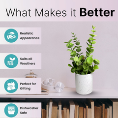 De Gardenia Artificial Rubber Plant – Small Faux Potted Plant for Tabletop, Home, Bathroom & Office Décor | Indoor Decorative Greenery